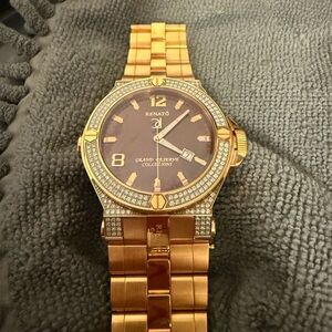 Renato Gold Watch with Brown Dial and Sparkling Accents
